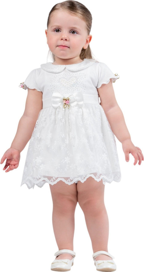 Yazlık Kalpli İncili Elbise BEYAZ