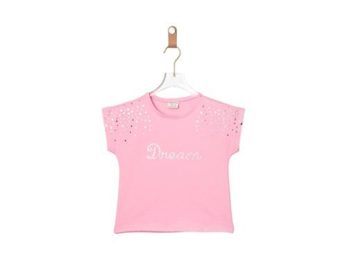 DIVA PARILTILI CROP TSHİRT Pembe