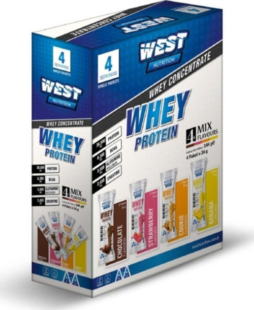 Whey Protein Tozu 4 Saşe Karışık Aroma 144 Gram