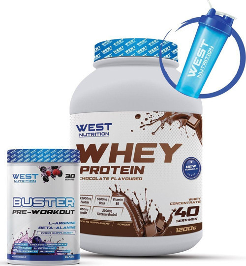Whey Protein Tozu Çikolata 1200 Gr - Buster Preworkout Paketi