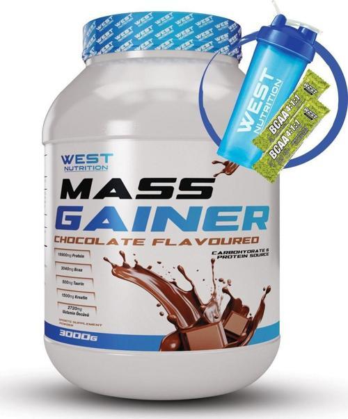 Mass Gainer Karbonhidrat Tozu 3000 G 30 Servis Çikolata Aromalı Ve Shaker
