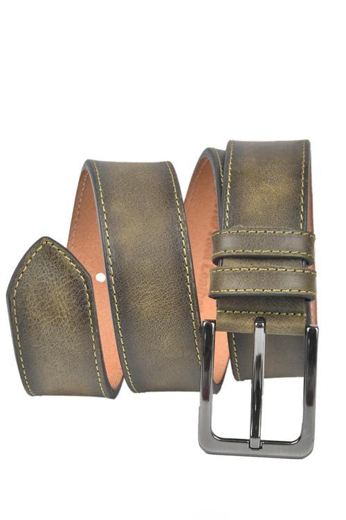 Erkek Yeşil Orjinal Deri Kemer 4 cm Eninde Özel Yapım Hakiki Deri Spor Kemer 2502650