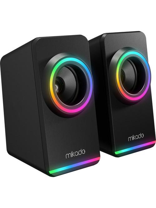 Md-182 2.0 3W-2 Siyah Rgb Aydınlatmalı Usb + 3.5Mm Usb 5V Speaker Hoparlör