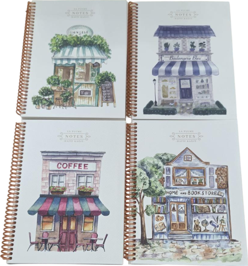 Defter Spriralli Karton Kapak 16,5X22,5Cm 80 Yaprak Çizgili La Plume Shop (Karışık Renk 1 Adet)