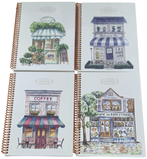 Defter Spralli Karton Kapak 16,5X22,5 Cm 80 Yaprak Kareli La Plume Shop (Karışık Renk 1 Adet)