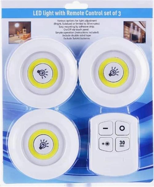 3 Adet Kumandalı Yapıştırmalı Led Aydınlatma 3AAA Pilli