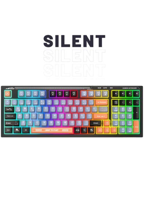 Kb-98 Sessiz Rainbow Q Türkçe Klavye Membrane Oyuncu Klavyesi Gaming Klavye