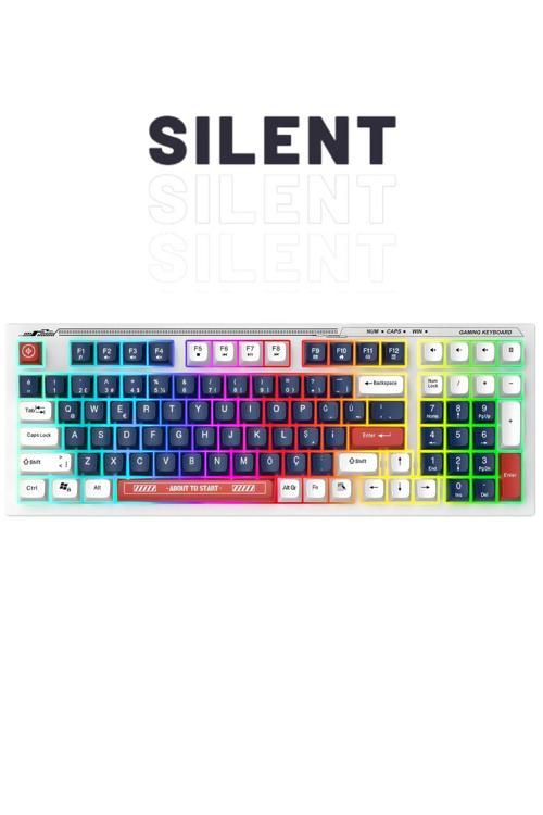 Kb-98 Sessiz Rainbow Q Türkçe Klavye Membrane Oyuncu Klavyesi Gaming Klavye
