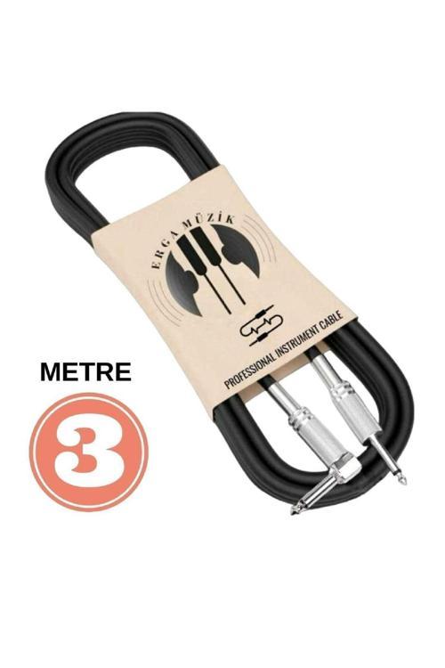 Gitar Jack Kablosu 10ft - 3M - DÜZ/L Elektro Akustik Bas Bağlama Keman Amfi & Mixer Uyumlu Jak kablo