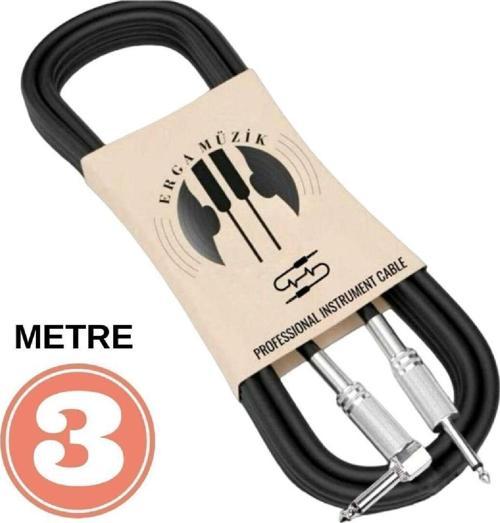 Gitar Jack Kablosu 10ft - 3M - DÜZ/L Elektro Akustik Bas Bağlama Keman Amfi & Mixer Uyumlu Jak kablo