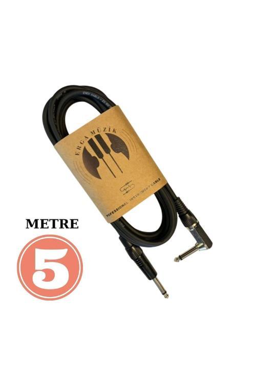 Gitar Jack Kablosu 5M Düz-L Elektro Akustik Bas Bağlama Keman Kemençe Amfi&Mixer Uyumlu Jak Jack Kablosu
