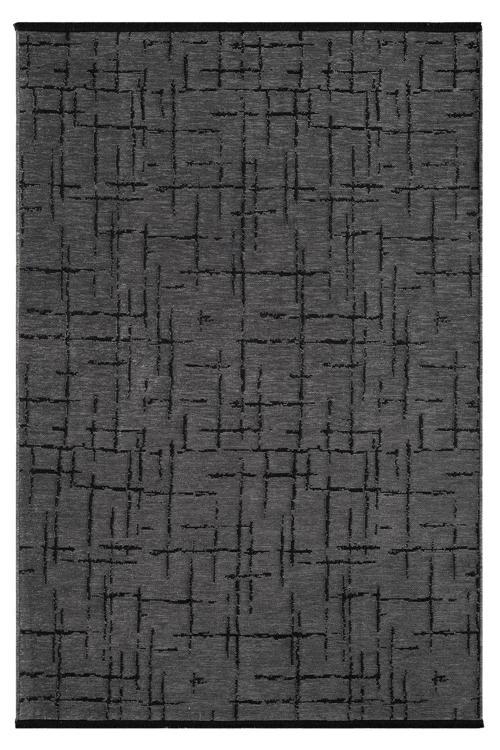 Gaia Antrasit Halı Yıkanabilir Kaymaz Taban Şönil Kilim Dokuma Pamuk Taban Kilim 10123