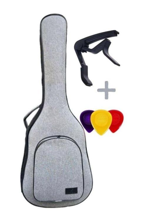 Klasik Gitar Çantası-kılıfı-kalın-gigbag-gri-siyahfitil-keten-su Geçirmez-gtrgriblack001