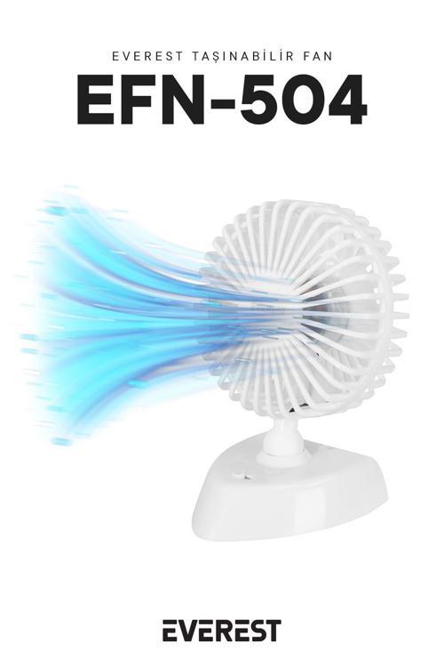 Efn-504 360 Derece Dönüş Çift 2 Kademeli 3200Rpm Taşınabilir Mini Masaüstü Beyaz Usb Fan Vantilatör
