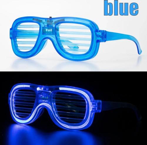 Mavi Led Işıklı Parti Gözlüğü - Neon Glow Şerit Gözlük 3 Modlu