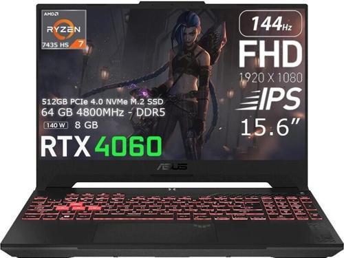 Tuf Gaming A15 FA507NOR-LP102 Amd Ryzen 7 7435HS 64GB 512GB SSD Rtx 4060 (140W) 15.6" 144Hz IPS Panel Fhd Freedos T