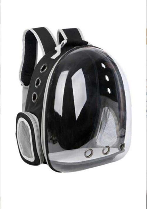 Siyah Şeffaf Astronot Kedi Köpek Taşıma Sırt Çantası 45X36X25-Siyah