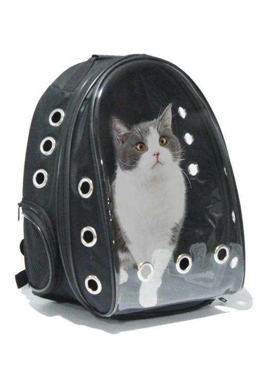 Kedi Köpek Taşıma Çantası, Sıvı Geçirmez, Xray Şeffaf Pvc Ön Panel, 14 Hava Kanallı, 2 File Cepli