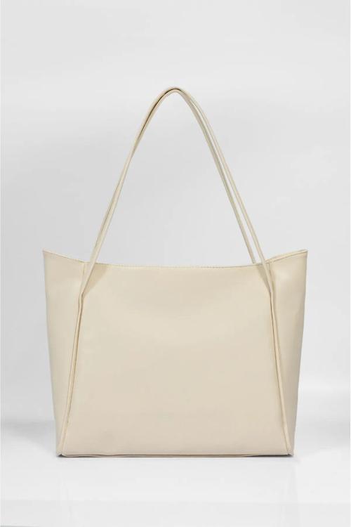 Nou Çift Saplı Shopper Çanta Krem
