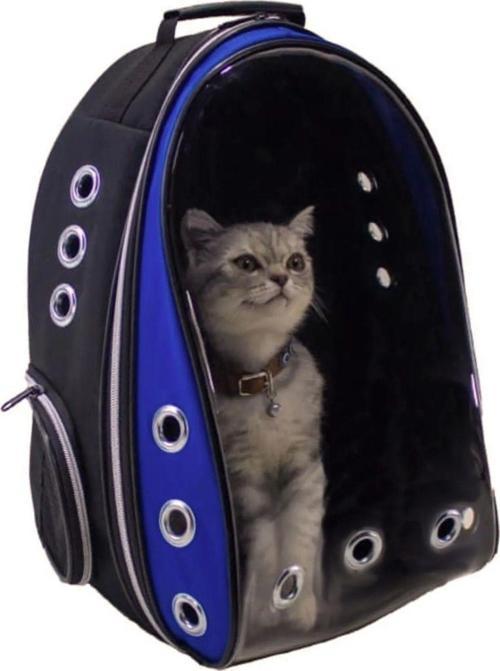 Şeffaf Hava Kanallı Kırılmaz Cam Kedi Köpek Taşıma Seyahat Çanta 42*22*33 Cm
