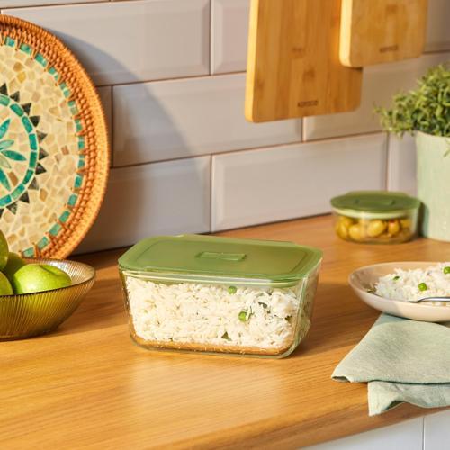 Green Dikdörtgen Saklama Kabı 1400 ml