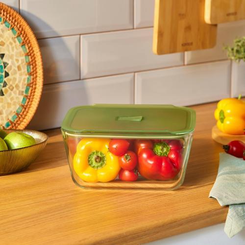 Green Dikdörtgen Saklama Kabı 2700 ml