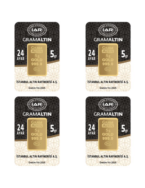 20 GRAM 24 AYAR İAR GRAMALTIN ( 5gr x 4 Adet )