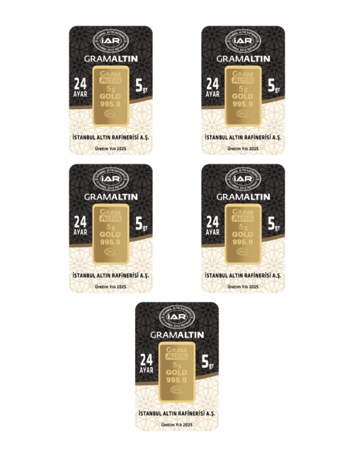 25 GRAM 24 AYAR İAR GRAMALTIN ( 5gr x 5 Adet )