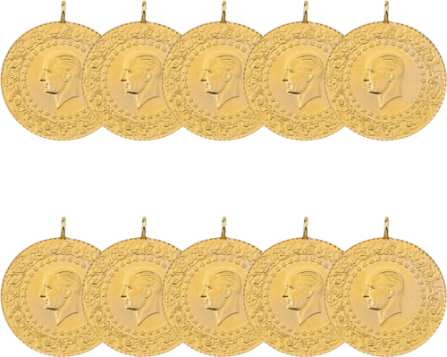 10 Adet Eski Tarihli Yarım Altın