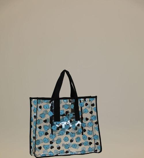 Şeffaf Kedi Baskılı Kadın Şeffaf Plaj Çantası