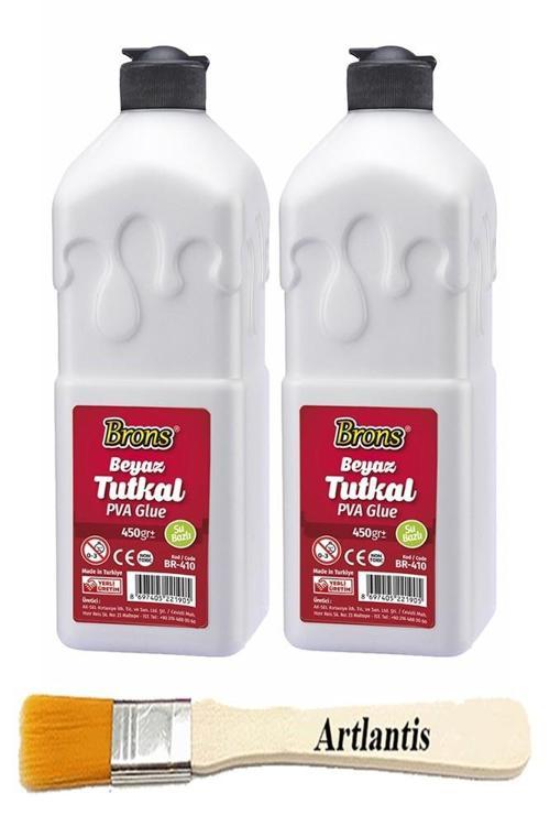 Beyaz Tutkal 450 gr 2 Adet ve Fırça Brons Beyaz Mobilya Yapıştırıcısı Tutkalı 450 gr Ahşap Tutkalı Su Bazlı Çok Amaçlı