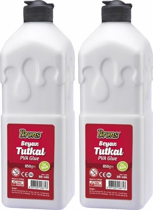 Beyaz Tutkal 850 gr 2 Adet Brons Beyaz Mobilya Yapıştırıcısı Tutkalı 850 gr Ahşap Tutkalı Su Bazlı Çok Amaçlı Beyaz