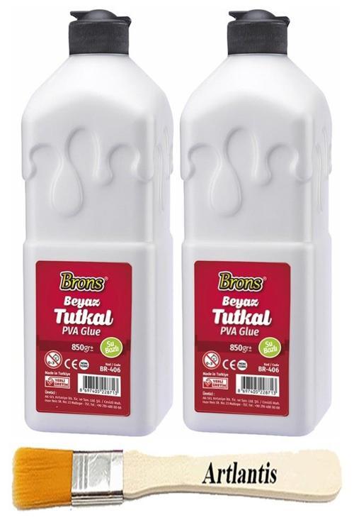 Beyaz Tutkal 850 gr 2 Adet ve Fırça Brons Beyaz Mobilya Yapıştırıcısı Tutkalı 850 gr Ahşap Tutkalı Su Bazlı Çok Amaçlı