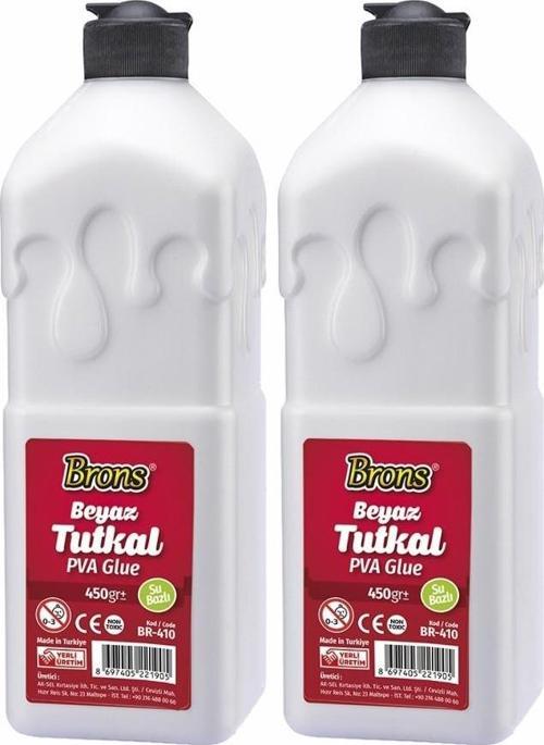 Beyaz Tutkal 450 gr 2 Adet Brons Beyaz Mobilya Yapıştırıcısı Tutkalı 450 gr Ahşap Tutkalı Su Bazlı Çok Amaçlı Beyaz