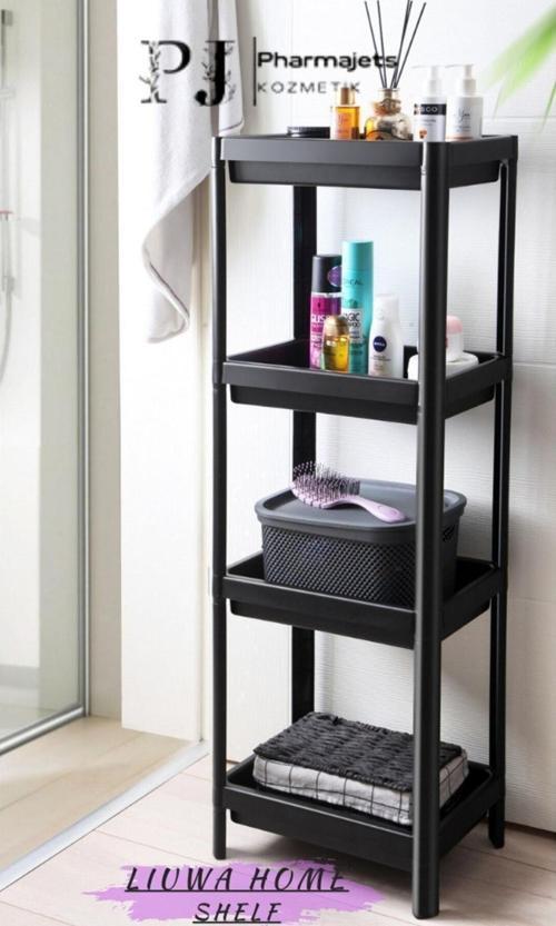 Vesken Banyo,mutfak,ofis Raf Ünitesi 3 Bölmeli 4 Katlı Siyah