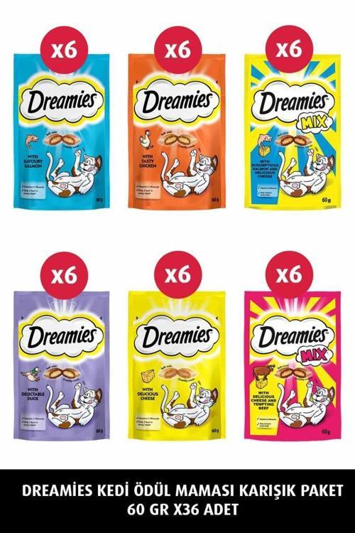 Dreamies Kedi Ödül Maması Karışık Paket 60 Gr X 36 Adet