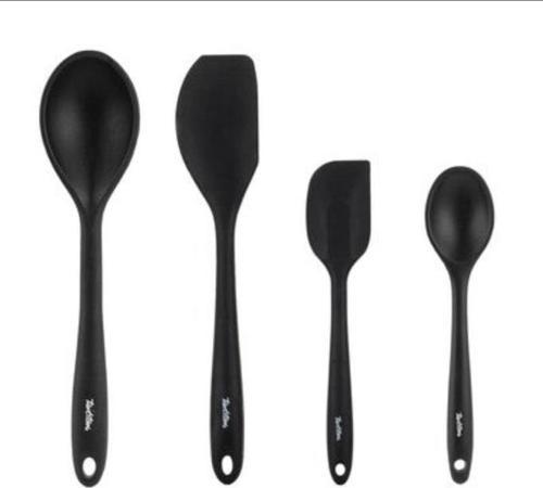 Füme Renkli Silikon 4 Lü Kaşık Ve Spatula Seti (ELVİN HOME CONCEPT)