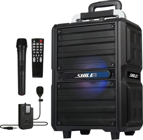 SL-2017 50 Watt Taşınabilir Seyyar Aktif Amfi Hoparlör Kablosuz EL + Yaka Mikrofonlu USB+SD+BT Kumandalı