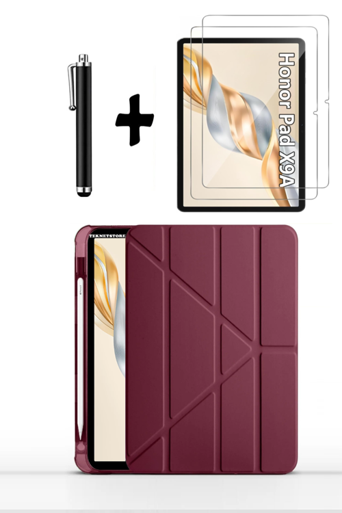 Honor Pad X9A 11.5 Inç 2025 Kılıf Kalem Bölmeli Standlı Darbeye Dayanıklı Ekran Koruyucu Kalem Seti