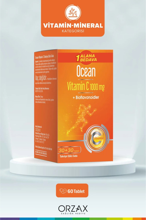 Ocean Vitamin C 1000mg + Bioflavonoidler 1 Alana 1 Bedava 30+30 Tablet Takviye Edici Gıda