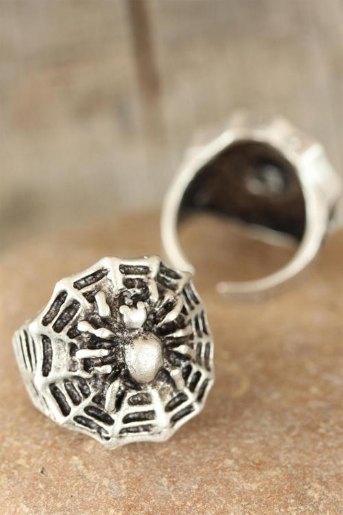 Bakımlı Erkek için Ayarlanır Silver Antik Örümcek Stil Yüzük