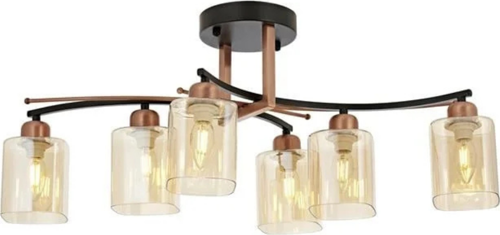 , 1867 Ailesi Siyah Boyalı Modern Avize (6 Ampullü)