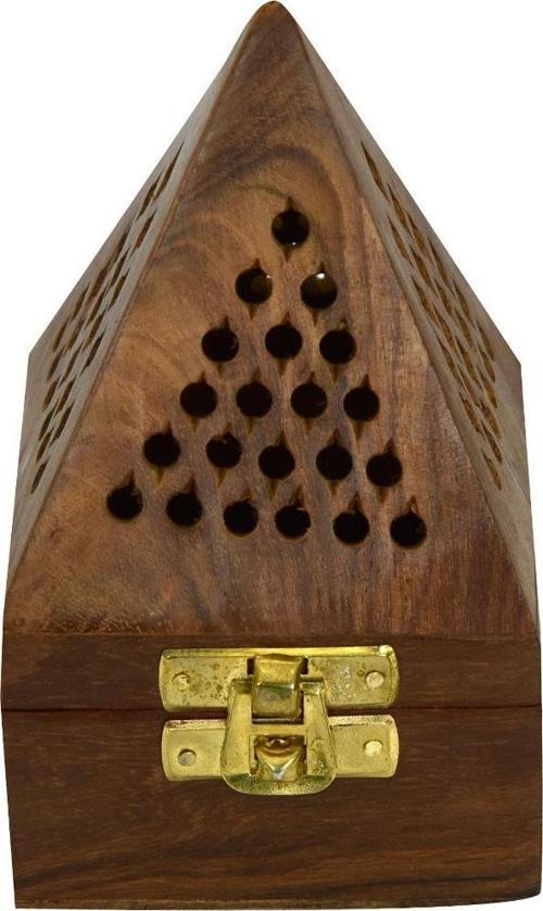 Tütsülük - Piramit Ahşap El Yapımı Konik Tütsü Yakma Kutusu 14Cm (Küçük Boy)