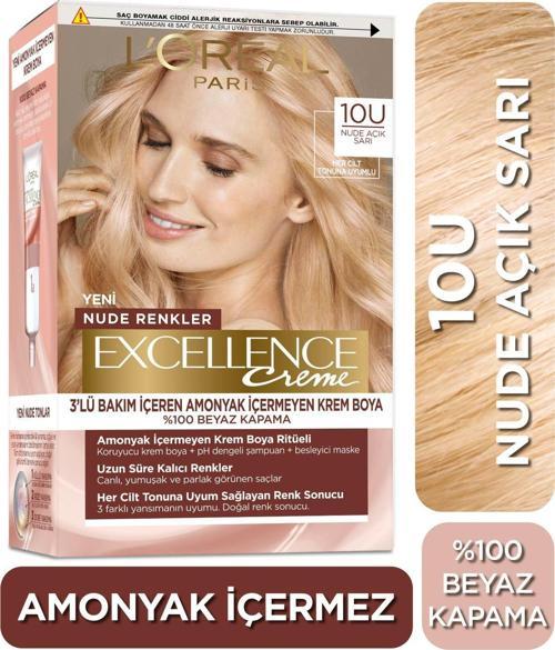 L’Oréal Paris Excellence Creme Nude Renkler Saç Boyası – 10U Nude Açık Sarı
