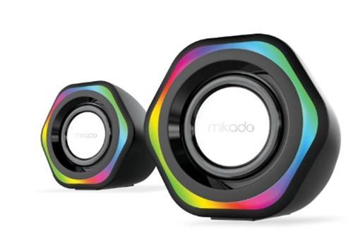 MD-176 2.0 3W-2 Siyah RGB Aydınlatmalı USB + 3.5mm USB 5V Speaker Hoparlör