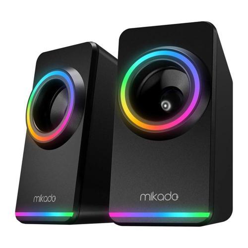 MD-182 2.0 3W-2 Siyah RGB Aydınlatmalı USB + 3.5mm USB 5V Speaker Hoparlör