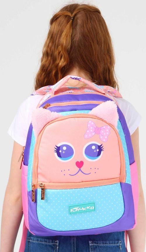 Su Geçirmez Kumaş Kız Çocuk Çok Gözlü Ortopedik Sırt Okul Çantası L5142