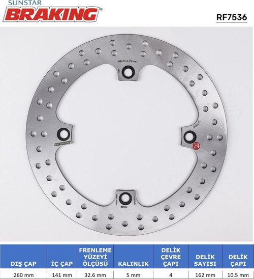 SUZUKI DL 650-1000-1050 KAWASAKI KLV 1000 YUVARLAK ARKA FREN DİSKİ 2020-2022