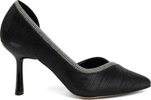 Feles Kadeh Topuk Saten Şerit Taşlı Stiletto Kadın Topuklu Ayakkabı