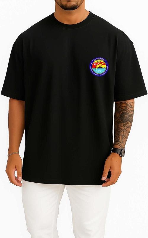 Oversize TCG Gelibolu F-493 Cep ve Sırt Tasarımlı Unisex T-Shirt